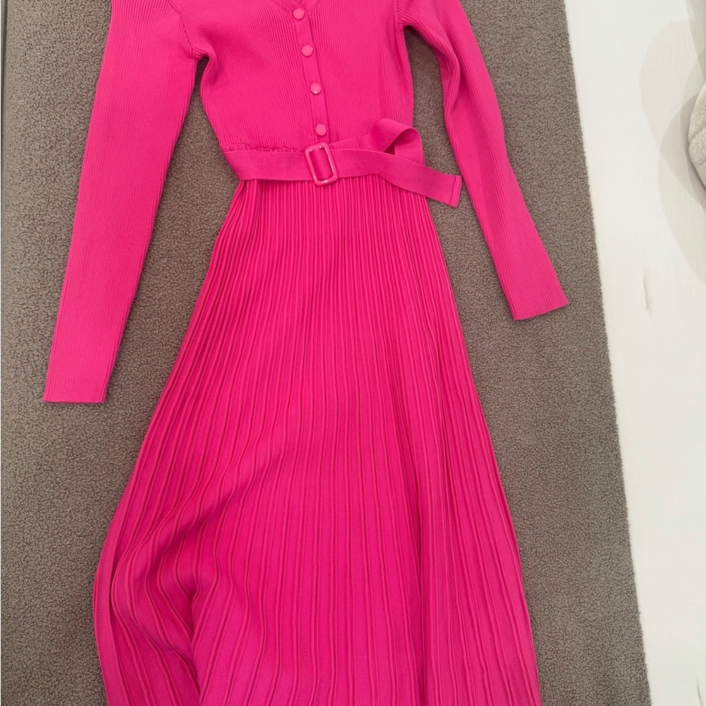 Elegant Pink Belted Dress